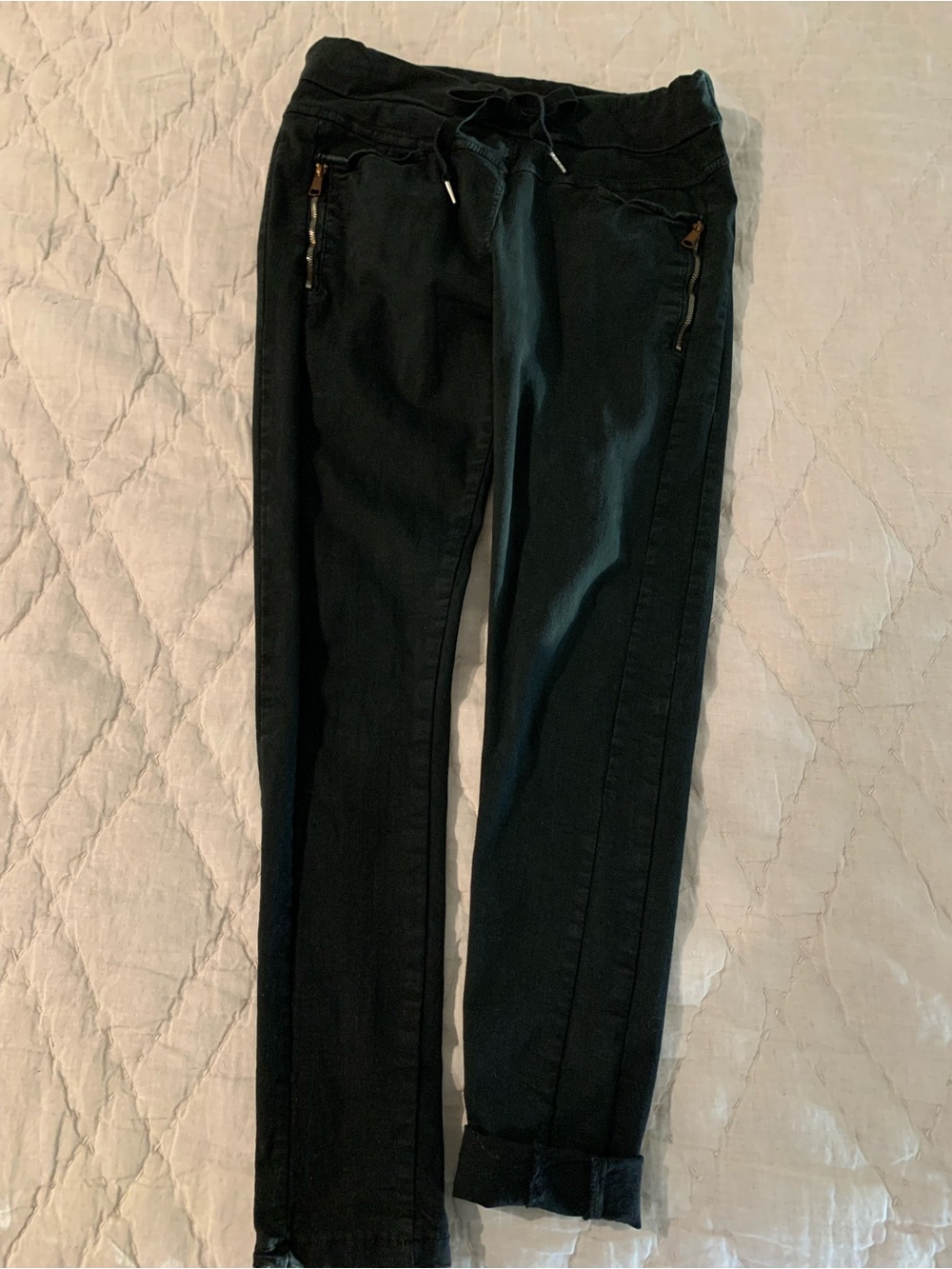 Venti6 Women’s Black Drawstring  Pants with Zip Pockets Size Small